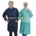 Disposable non-woven PP lab coat, elastic waist, knitted collar